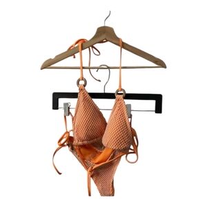 Fashion Nova Orange Mesh Bikini Set Size M‎